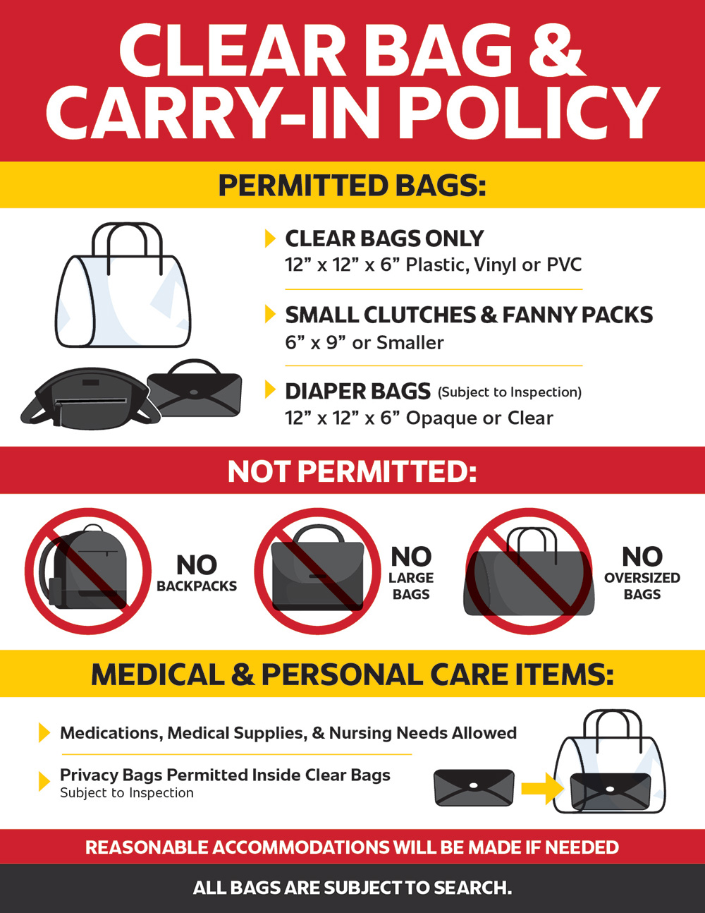 Milwaukee world festival Security Bag size and restrictions